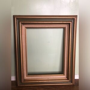 Vintage Gold Gilt And Green Picture Frame Linen Lining, Holds A 11x14” MCM